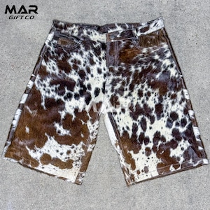 Genuine Cowhide Leather Shorts for Women, Men&#39;s Hair Leather Short, Pure Leather Shorts, Unisex Real Leather Short, Gift for him and her