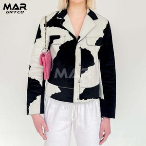 Handmade Western Cowhide Leather Jacket with Real Cow Hair — Women’s Western Cowgirl ,Women Natural Genuine Pony Hair on Cowhide Jacket
