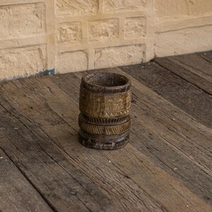 Rustic Wooden Planter Pot | Vintage Wooden Cup Vessel | Farmhouse Plant Holder Decor