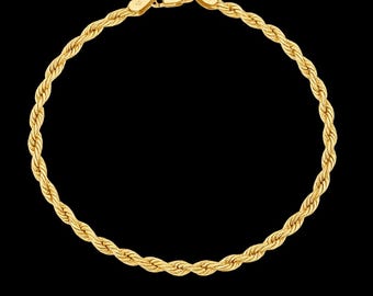 10K Yellow Gold Rope Chain Bracelet: Diamond-Cut, Minimalist Jewelry