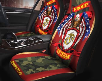 Veteran Seat Cover Gift – Patriotic Military Camo Car Seat Protector for Truck & SUV