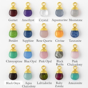 Gold Electroplated Gemstone Pendant: Tiny Tumble Stone Charm (5 Piece, 8-10mm)