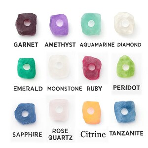 Raw Birthstone Beads: 8-10mm Unpolished Gemstone Charms - 5 Piece Set