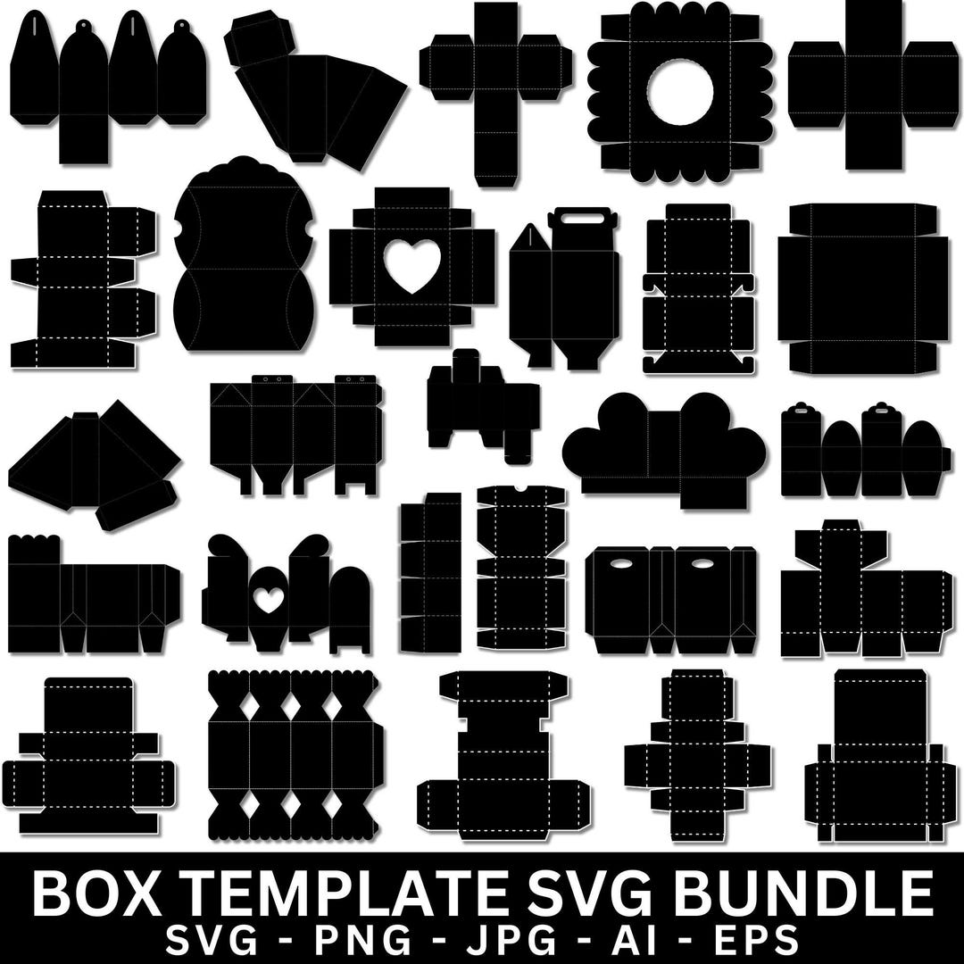 Box Template SVG Bundle:diy Paper Craft Gift Boxes, Favor Gift, Cutting ...