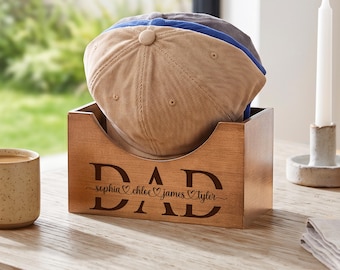 Porta cappelli personalizzato, organizer per cappelli in legno inciso, porta cappelli personalizzato, regalo per la festa del papà per uomo