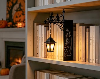 Library Lantern – Mini Bookshelf Lamp, Fantastic Shelf Decor, Warm and White LED Bookshelf Lamp