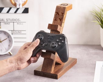 Supporto per cuffie, supporto per controller di gioco in legno personalizzato, supporto per cuffie personalizzato, regalo di compleanno per giocatori