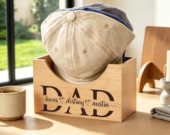 Porta cappelli in legno personalizzato, scatola porta cappelli da baseball personalizzata, organizer per cappelli, supporto per cappelli, regali per la festa del papà per papà, nonno