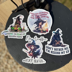 Stickers with Witches & Funny Phrases | Holographic Vinyl Sticker | Waterproof Witchy Sticker | Witchy Vibes Sticker | Witchy Gifts