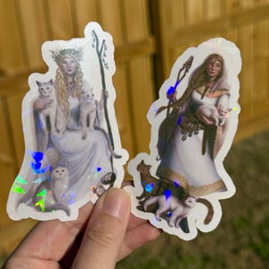 Goddess Freyja Holographic Sticker: Norse Pagan Decor