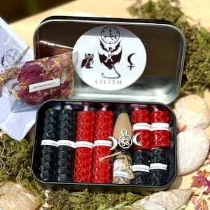 Lilith Pocket Altar Tin: Dark Goddess Witchcraft Box - Pagan Wicca