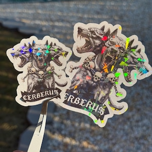 CERBERUS Holographic Sticker |  Hound of Hades, multi-headed Dog that Guards the Gates of the Underworld | Hell Dog Decal | Greek Mythology