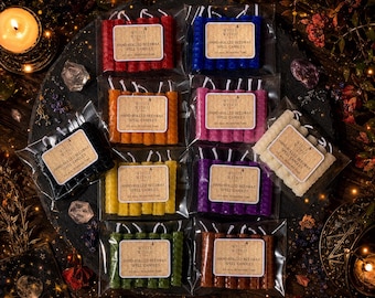 6 pcs Mini Spell Candles Set – Ritual Candles for Manifestation, Witchcraft, Magic Spells, Meditation
