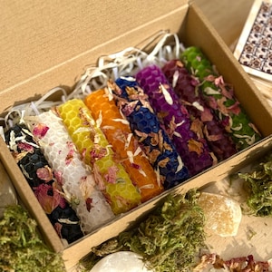8 Dressed Spell Candles Set for Rituals & Spells | 2.7&quot; in / 7.5 cm | Hand-Rolled Beeswax Candles | Witchy Supplies | Witch Gift