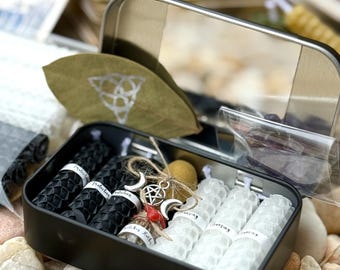 Pocket Witchcraft Altar Kit: Travel Shrine with Beeswax Candles