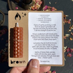 Brown 40 min Mini Spell Candle | Witchy Candles | Hand-Rolled Beeswax Candles | Candle for Spells & Rituals | Grounding, Stability