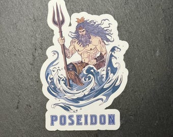 Holographic Poseidon Vinyl Sticker: Greek God of the Sea Decal