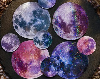 Holographic Full Moon Vinyl Sticker: Celestial Laptop Decal