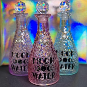 Glass MOON Water Bottle | Full Moon Water Jar | Moon Water Ritual | Witch Bottle | Altar Tool | Beautiful Glass Bottle for Making Moon Water