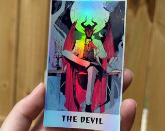 The Devil Tarot Sticker: Holographic Vinyl Witch Decal