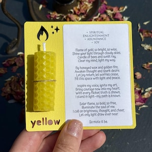 Yellow 40 min Mini Spell Candle | Witchy Candles | Hand-Rolled Beeswax Candles | Candle for Spells & Rituals | Abundance, Joy, Luck