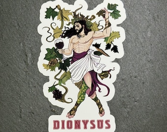 Dionysos Aufkleber: Griechischer Gott des Weines, wasserfestes Vinyl, holographisch