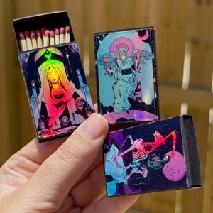 Black Holographic TAROT Matchbooks | Witch Matches | Matches Gift for Tarot Lovers | Tarot Matchbox | Candle Accessories | Unique Matchbook