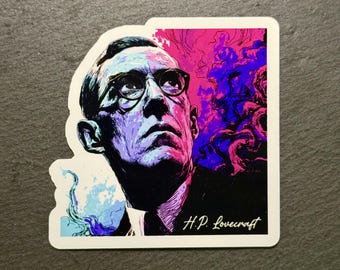 H.P. LOVECRAFT 3" Sticker | Cosmic Horror Icon Portrait | Lovecraft Vinyl Decal | Lovecraft Portrait Laptop Sticker | Horror Writer Sticker