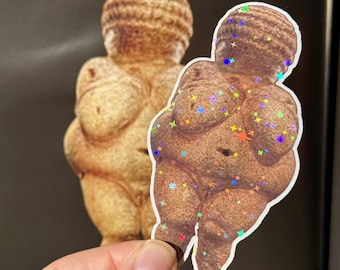 Venus of Willendorf Holographic Sticker, Vinyl Decal.
