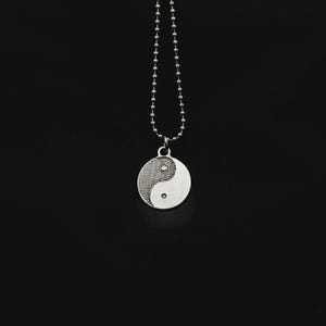 Collar Yin Yang, colgante de equilibrio, collar de acero inoxidable, colgante relleno de plata, joyería para hombre, joyería unisex, regalo para hombre
