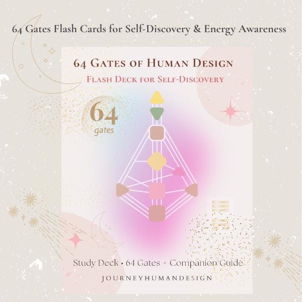 Human Design Deck 64 Gates Lernkarten mit Affirmationen, Begleiter-Handbuch und Bonus Line Deck Orakel-Karten zur Selbstfindung