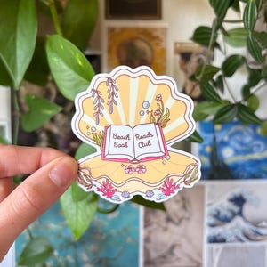 Beach Reads Book Club Sticker | Kindle Laptop Wasserflasche Muschel Sticker | Book Lover Sticker | Buchliebhaber Kindle Geschenk