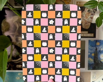 Insert Kindle à motif damier d'automne et d'Halloween - Accessoire de lecture Kindle Paperwhite - Cadeau idéal pour les amoureux des livres