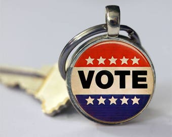 Political Keychain Vote Key Fob Election Day Democrat Republican Car Accessories Key Chain in Bronze or Silver