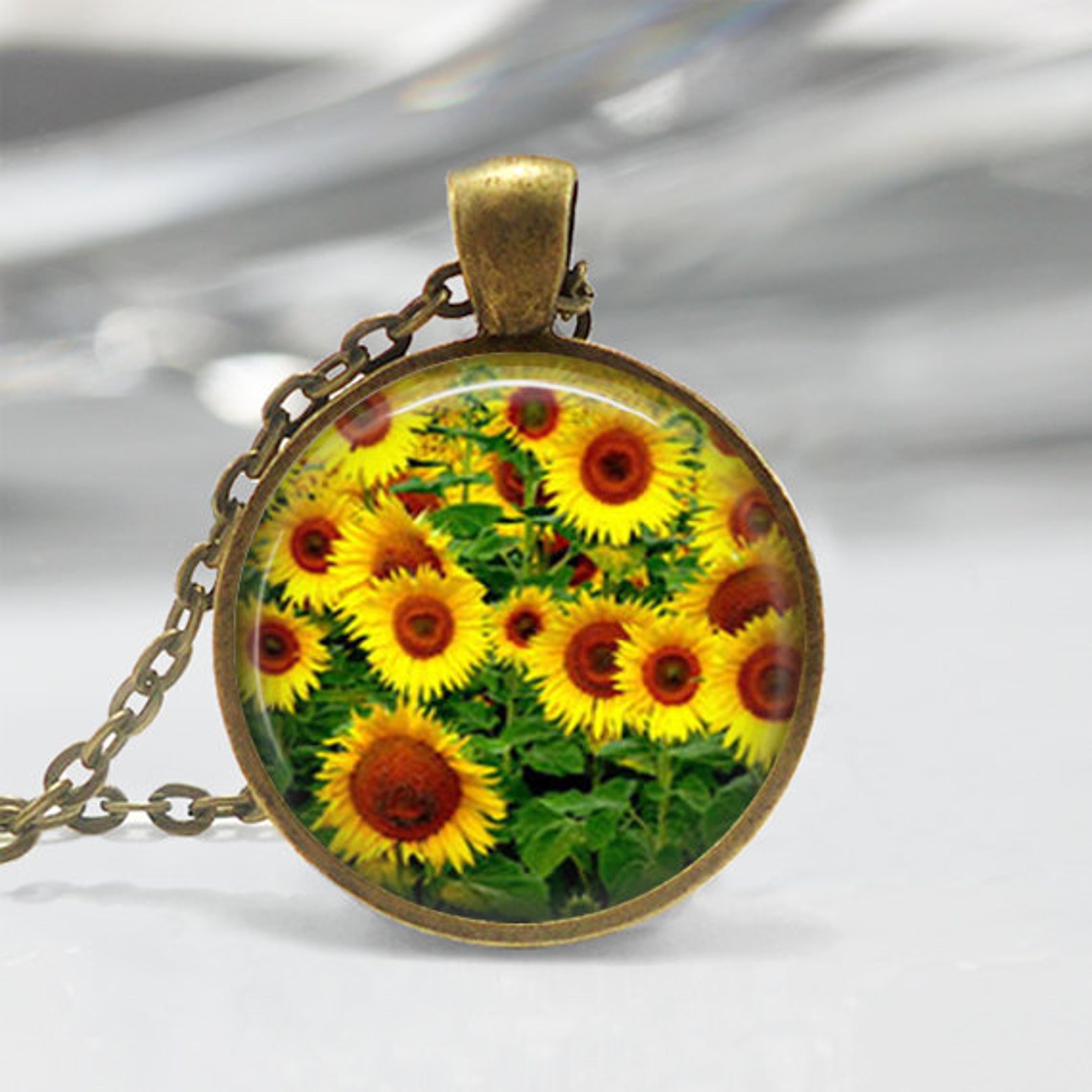 Sunflower Necklace Sunflower Jewelry Yellow Flowers Spring Etsy