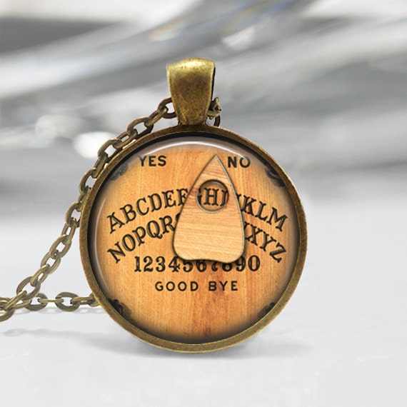 Personalized Jewelry Ouija Board Necklace You Choose the Letter Halloween Art Pendant in Bronze or Silver with Chain Included product image