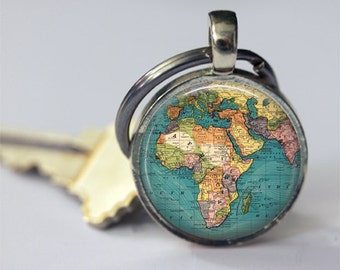 Accesorios de llavero de mapa, llavero de globo de viaje mundial de África, llavero