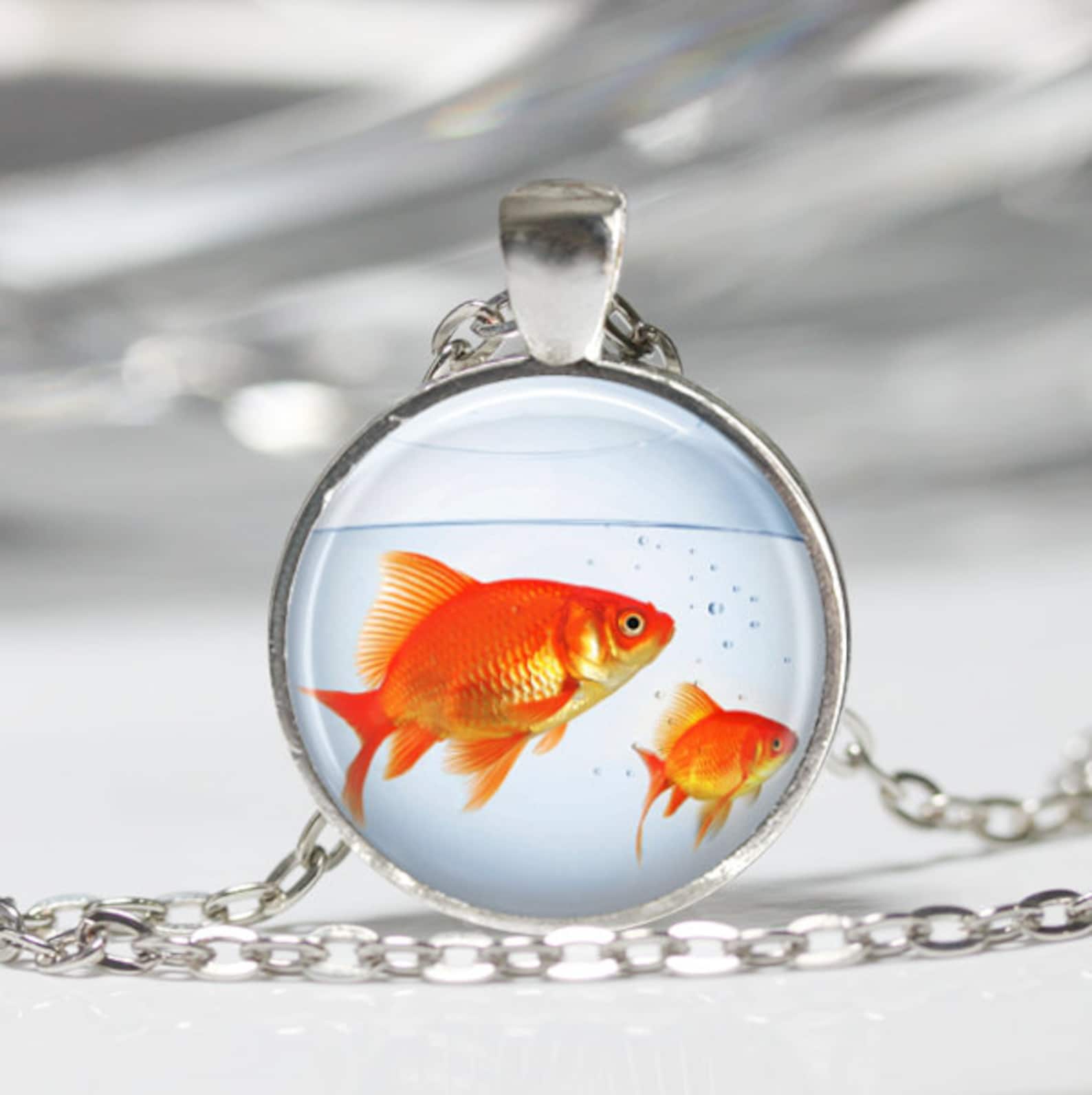 Fish Necklace Goldfish Bowl Fish Jewelry Fish Tank Etsy