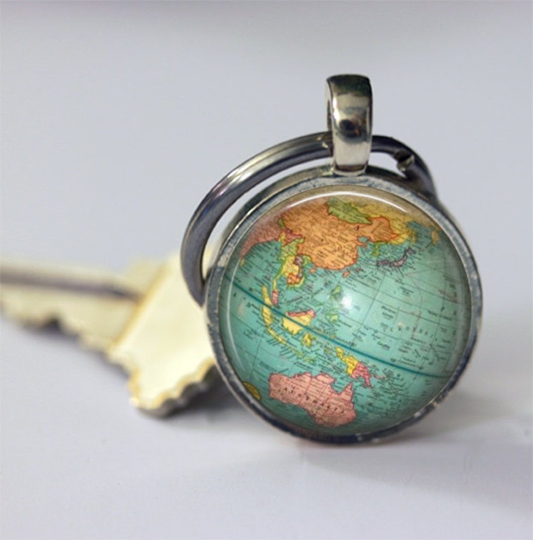 Mini Globe Honbay 3PCS Rotated Globe Keychains Double-Sided Glass