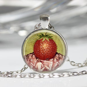 The Garden of Earthly Delights Strawberry Jewelry Famous Paintings Hieronymus Bosch Art Pendant in Bronze or Silver with Chain Included