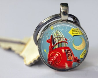 Robby the Robot Keychain Vintage Toy Science Fiction Sci Fi Key Chain Key Fob Car Accessories