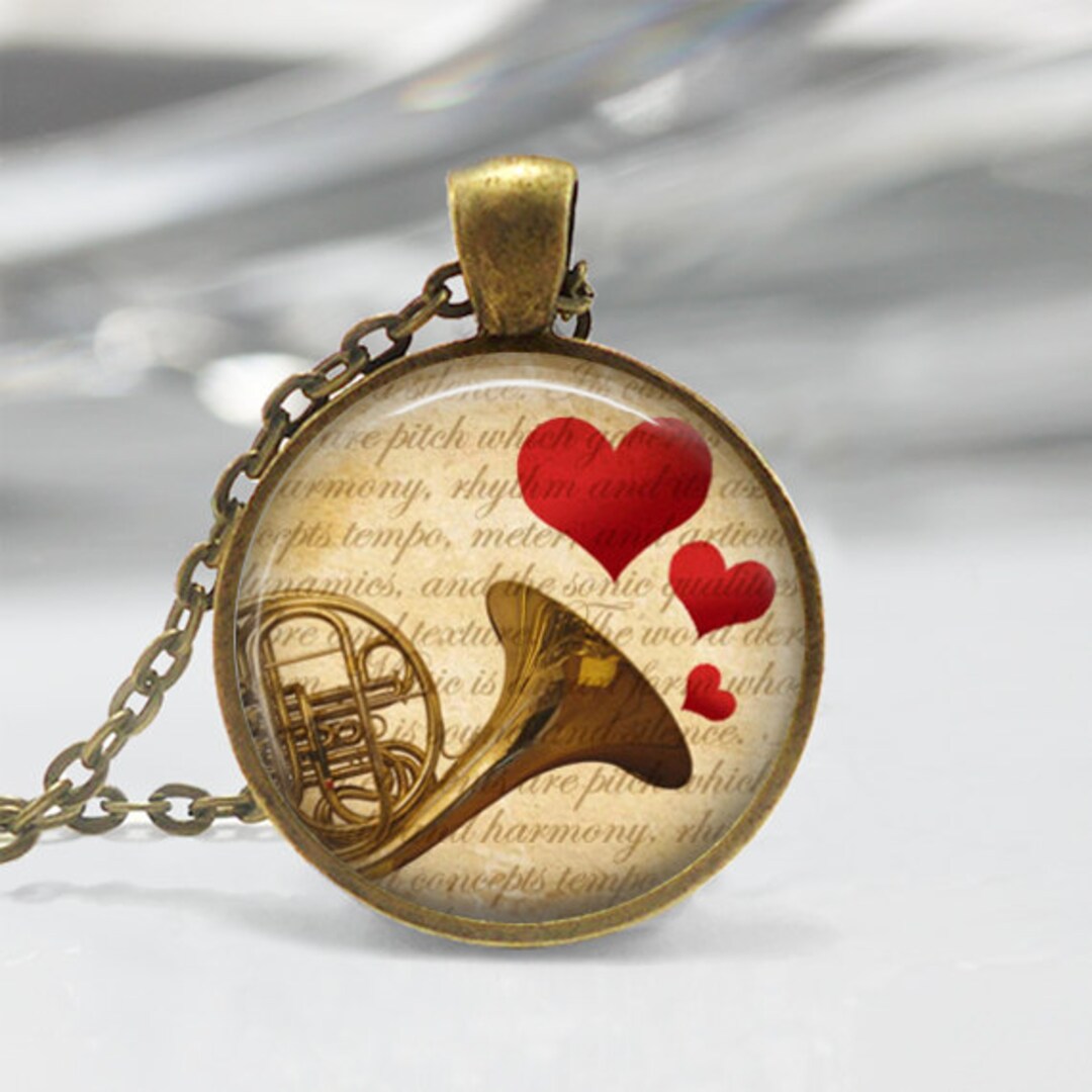French Horn Necklace Music Jewelry Musical Instrument Band Etsy