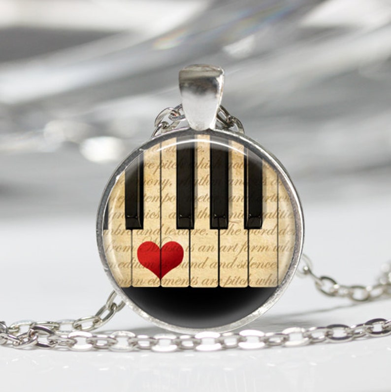 Music Jewelry Piano Necklace Keyboard Musicians Art Pendant in Bronze or Silver with Chain Included image 1