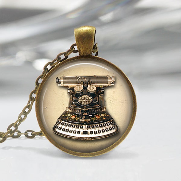 Typewriter Necklace Writer's Jewelry Vintage Machines Typewriter Key Art Pendant in Bronze or Silver with Chain Included