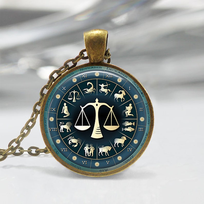 Libra Necklace Zodiac Jewelry Scales September October Etsy