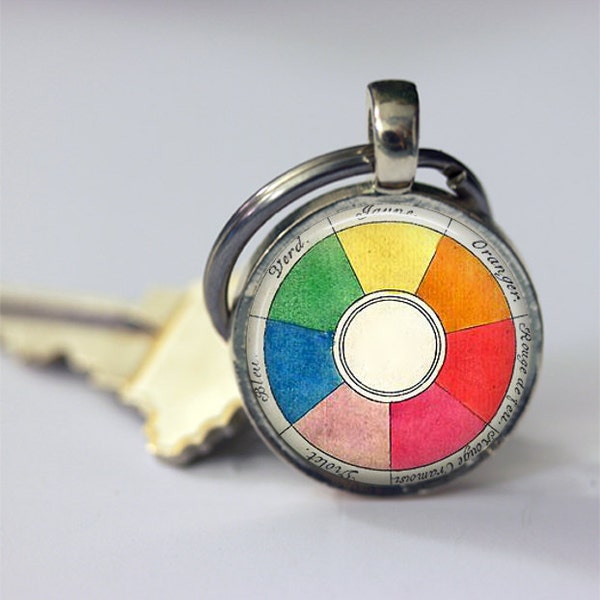 Artists Keychain Vintage Color Wheel Key Ring Key Fob Car Accessories for Art Teachers Students