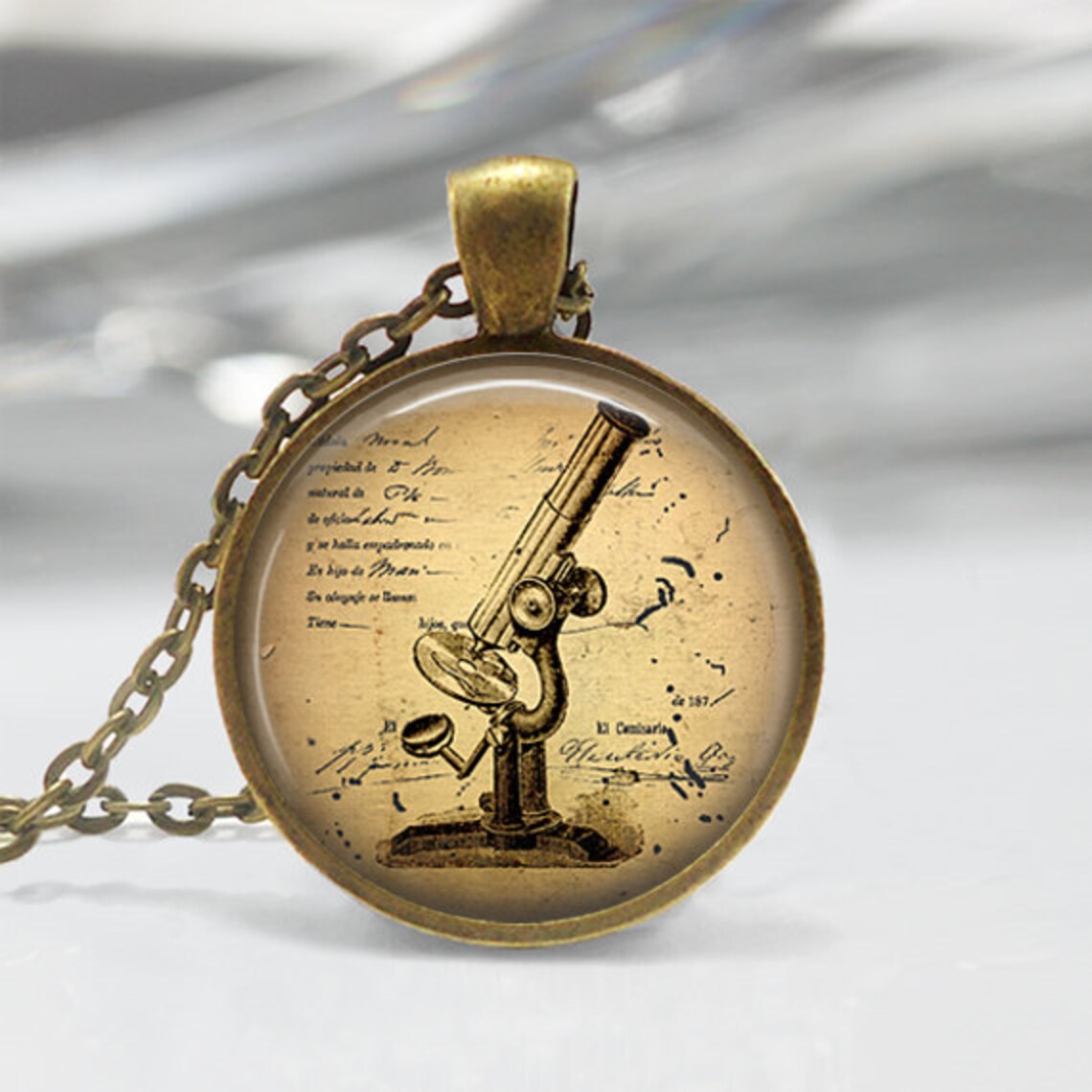 Science Jewelry Microscope Necklace Biology Big Bang Theory Etsy
