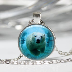 Polar Bear Necklace Bear Jewelry Arctic Ocean Animals Nature Art Pendant in Bronze or Silver with Chain Included