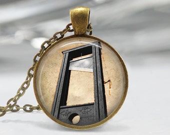 Guillotine Necklace French Revolution Creepy Halloween Art Pendant in Bronze or Silver with Chain Included