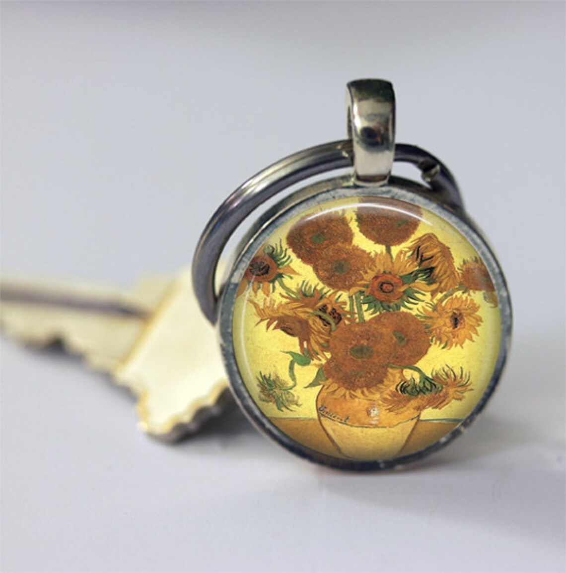 Vincent Van Gogh Yellow Sunflowers Keychain Famous Paintings Etsy